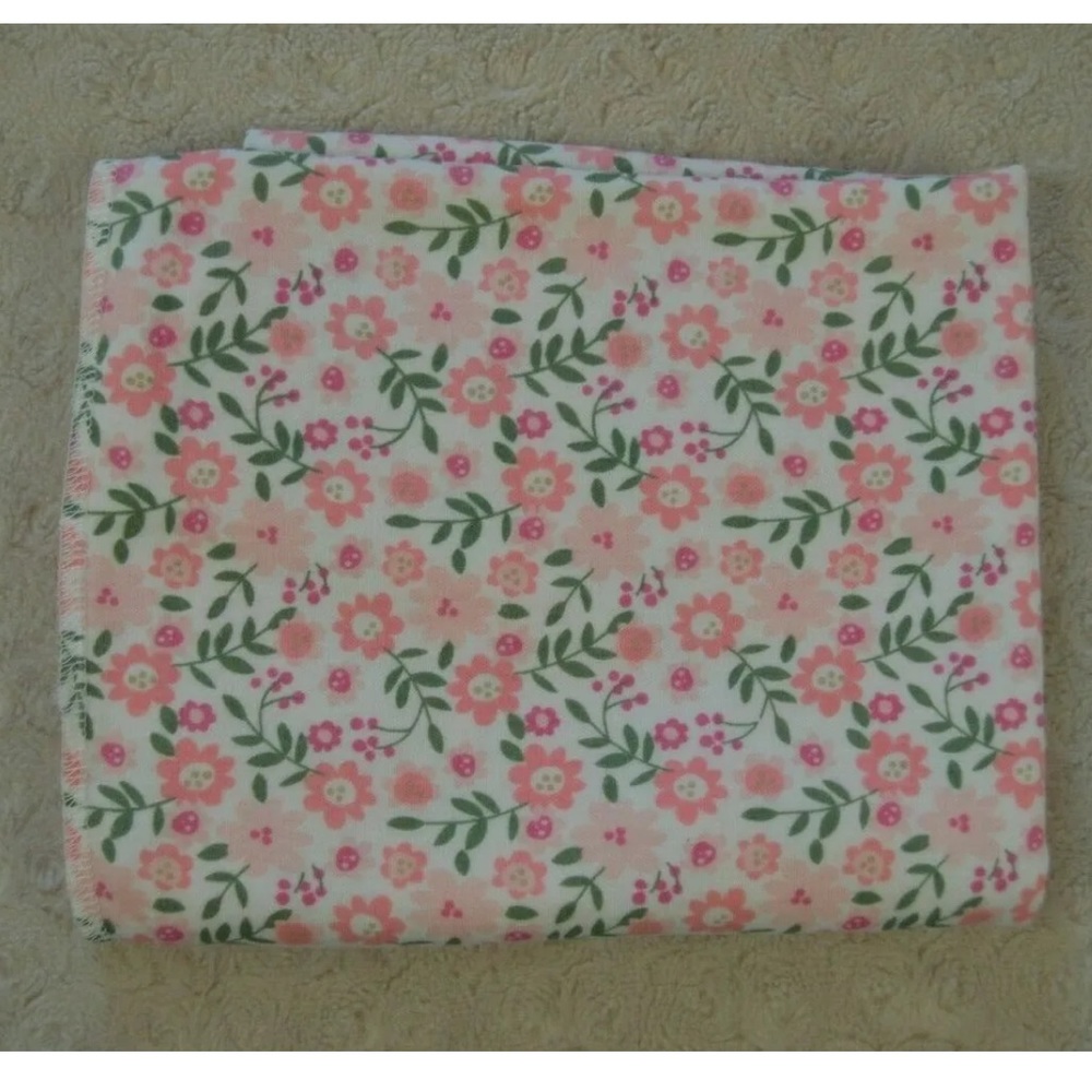 Cutie Pie Floral Baby Swaddle Blanket Pink White Green Flower Stretch Jersey
